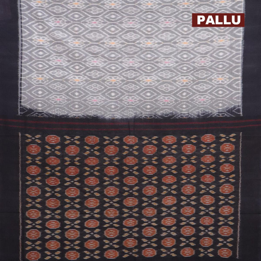 Ikat cotton saree grey and black with allover ikat weaves and simple border - {{ collection.title }} by Prashanti Sarees