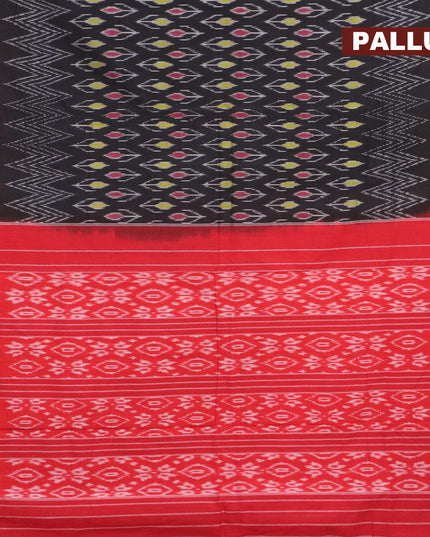 Ikat cotton saree black and red with allover ikat weaves and simple border - {{ collection.title }} by Prashanti Sarees