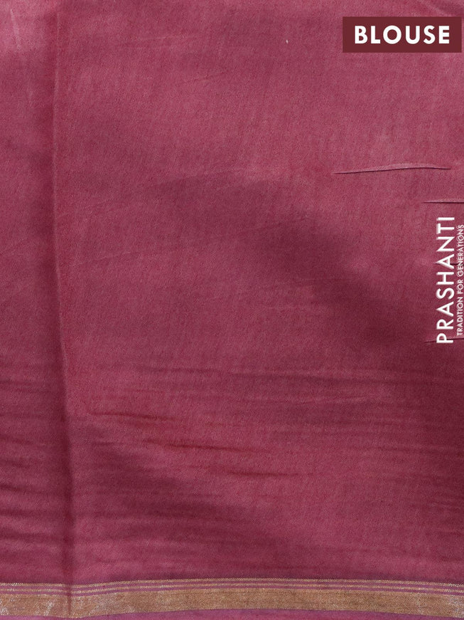 Chanderi silk cotton saree maroon with allover prints and kantha stitch work border - {{ collection.title }} by Prashanti Sarees