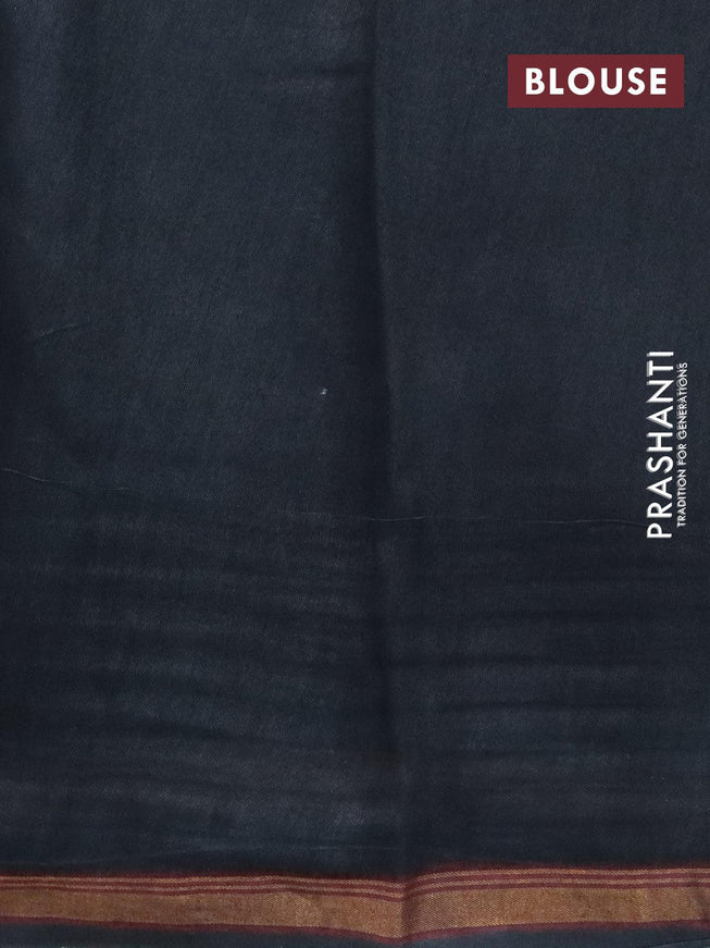 Chanderi silk cotton saree black with allover butta prints and kantha stitch work border - {{ collection.title }} by Prashanti Sarees
