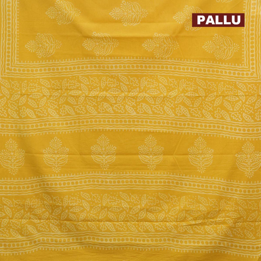 Jaipur cotton saree yellow with floral butta prints and printed border - {{ collection.title }} by Prashanti Sarees