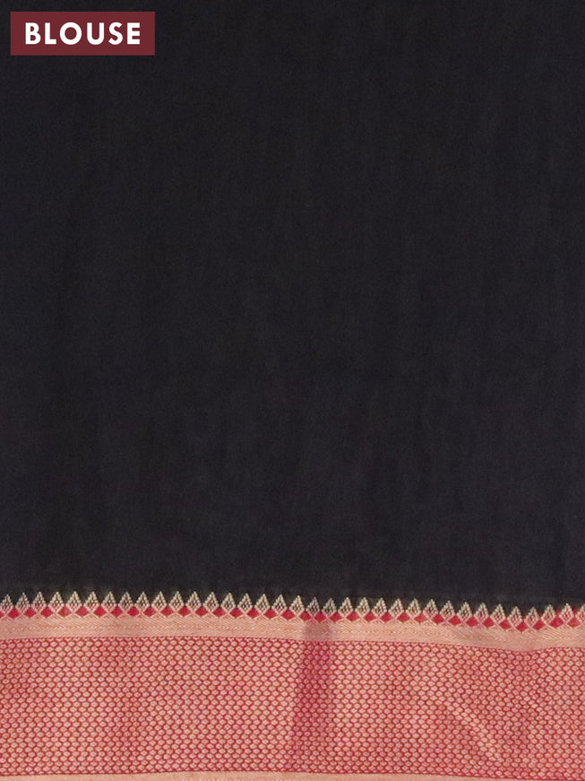 Banarasi cotton saree black and maroon with allover batik prints and zari woven border