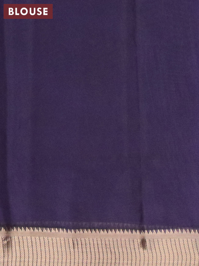 Banarasi cotton saree green and blue with allover batik prints and zari woven border