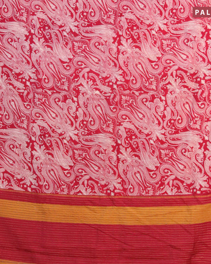 Banarasi cotton saree maroon and mustard yellow with allover prints and zari woven border