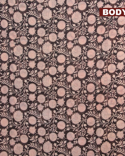 Banarasi cotton saree black and maroon with allover floral prints and zari woven border