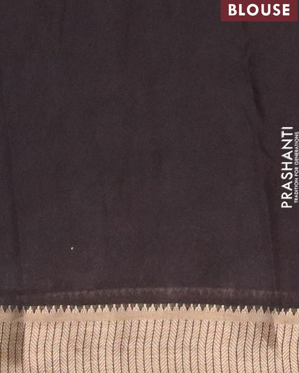 Banarasi cotton saree dark maroon and black with allover prints and zari woven border