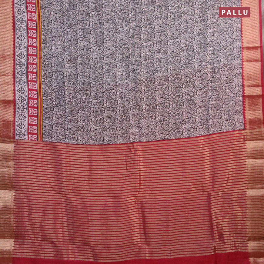 Banarasi cotton saree black and red with paisley prints and zari woven border