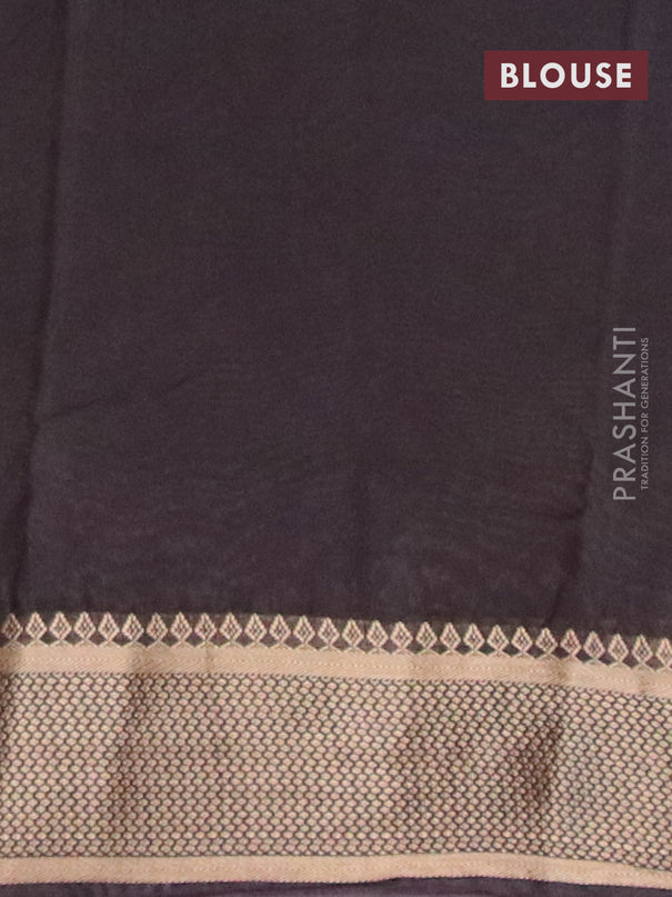 Banarasi cotton saree maroon and black with allover prints and zari woven border