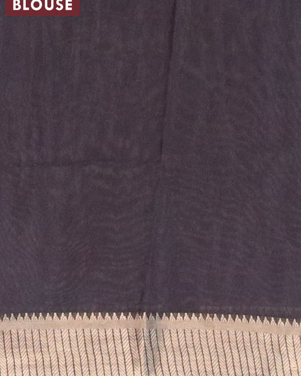 Banarasi cotton saree off white maroon and black with allover prints and zari woven border