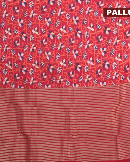 Banarasi cotton saree maroon with allover prints and zari woven border