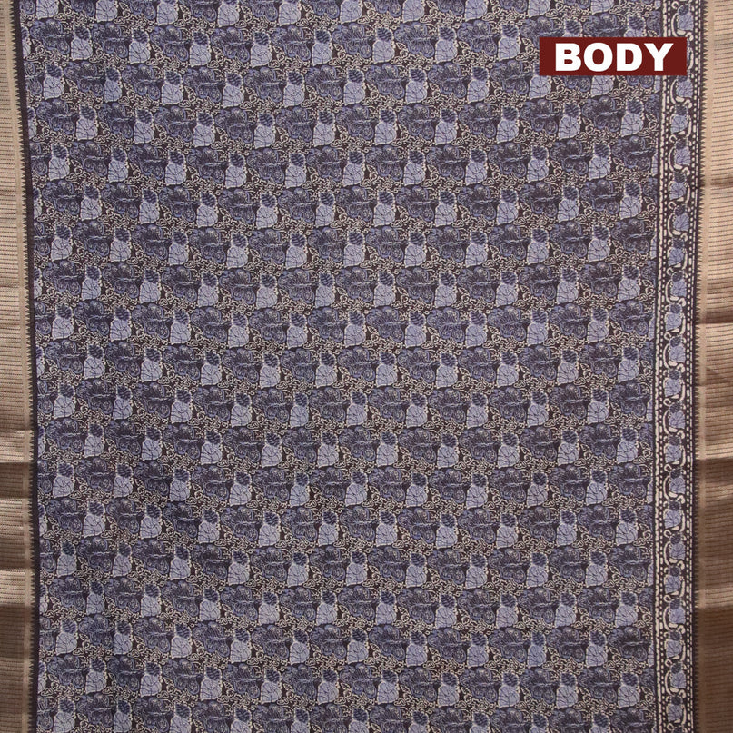 Banarasi cotton saree black with allover prints and zari woven border