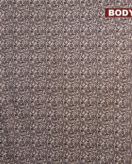 Banarasi cotton saree beige black and maroon with allover prints and zari woven border