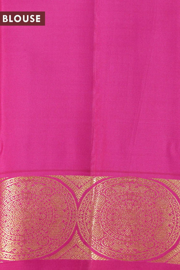 Pure kanjivaram silk saree sandal and pink with zari woven buttas and zari woven border - {{ collection.title }} by Prashanti Sarees