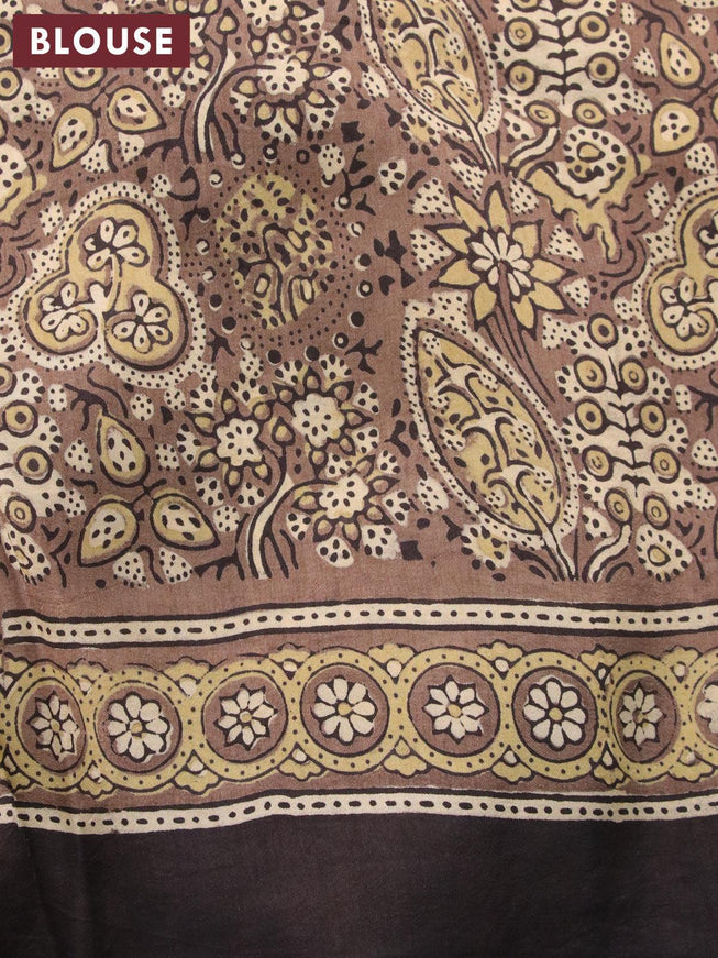 Dola silk saree brown with allover ajrakh prints and zari woven floral border - {{ collection.title }} by Prashanti Sarees