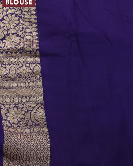 Pure banarasi georgette saree red and violet with allover thread & zari checks butta weaves and long woven border