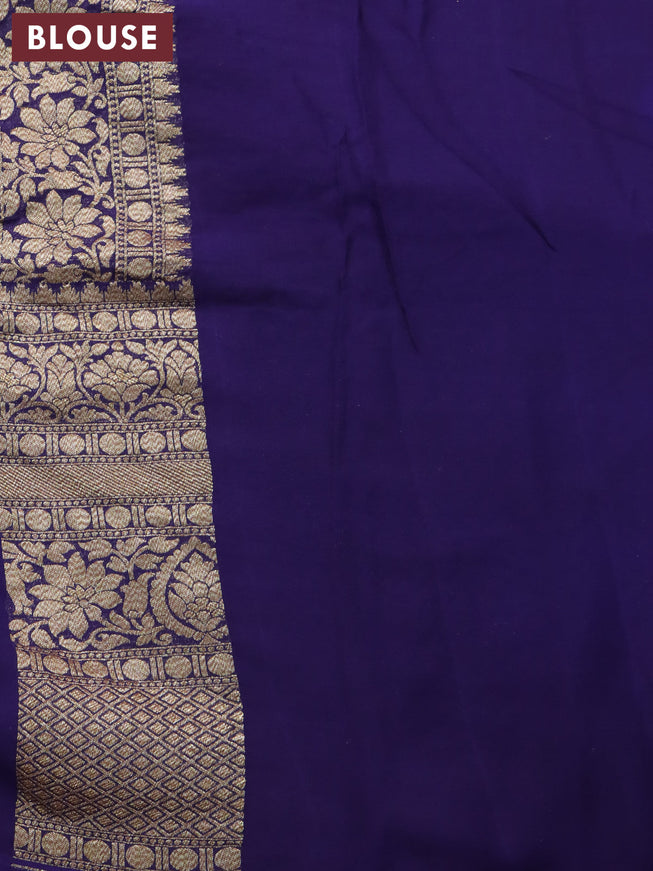 Pure banarasi georgette saree red and violet with allover thread & zari checks butta weaves and long woven border