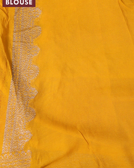 Pure banarasi georgette saree red and mustard yellow with allover thread & zari woven butta weaves and woven border