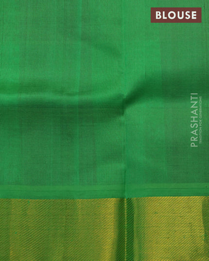 Silk cotton saree green and deep purple with paalum pazhamum checked pattern & zari buttas and zari woven border - {{ collection.title }} by Prashanti Sarees