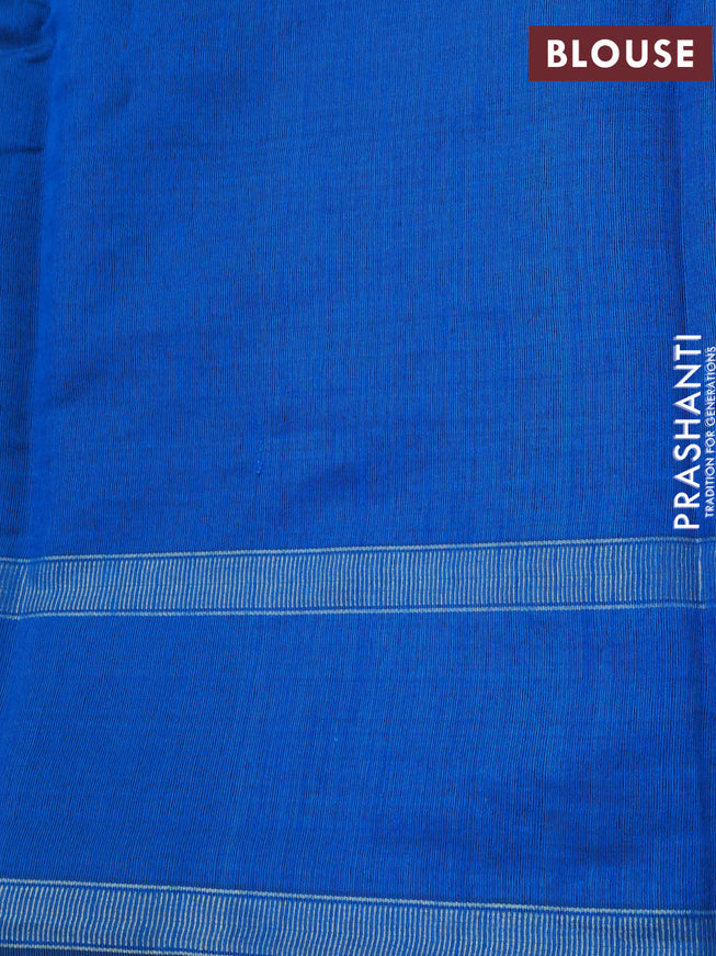 Dupion silk saree blue and cs blue with plain body and temple design rettapet zari woven border