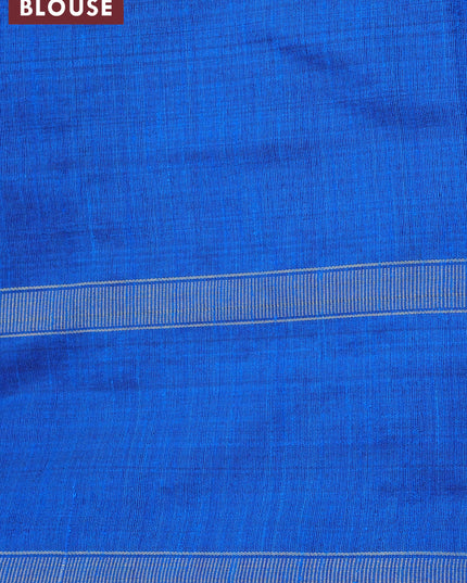 Dupion silk saree navy blue and cs blue with plain body and temple design rettapet zari woven butta border