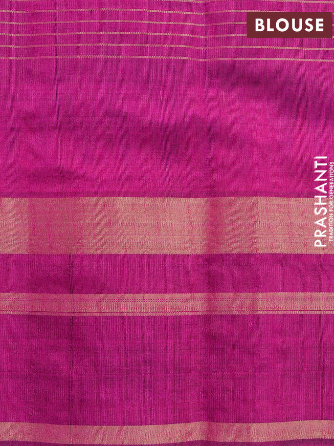 Dupion silk saree violet and magenta pink with allover zari weaves and temple design zari woven border