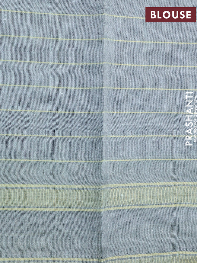 Dupion silk saree black and grey with allover zari checked pattern and temple design rettapet zari woven border