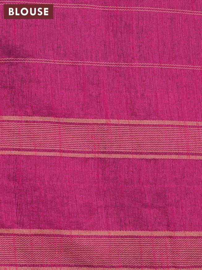 Dupion silk saree peacock green and magenta pink with allover zari checked pattern and temple design rettapet zari woven border