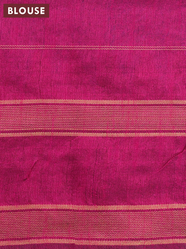 Dupion silk saree cs blue and magenta pink with allover zari checked pattern and temple design rettapet zari woven border