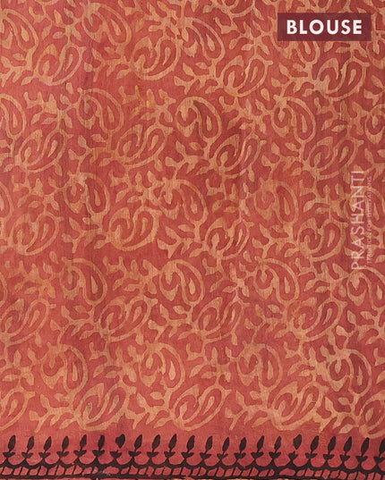 Chanderi bagru saree maroon shade with allover prints and zari woven border