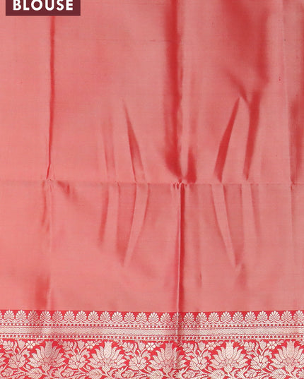 Banarasi semi tussar saree cream and red with allover ikat weaves and zari woven border