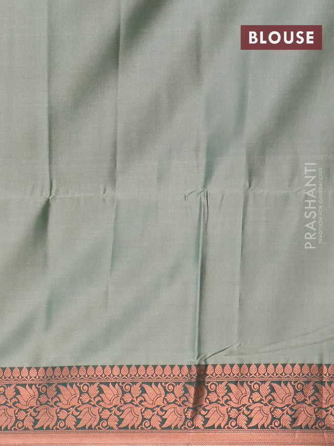 Banarasi semi tussar saree dual shade of pastel pink and dual shade of green with allover ikat weaves and copper zari woven border