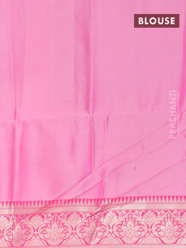 Banarasi semi tussar saree violet and pink with allover ikat weaves and zari woven border