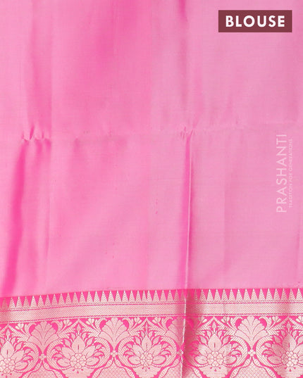 Banarasi semi tussar saree pink shade with allover ikat weaves and zari woven border