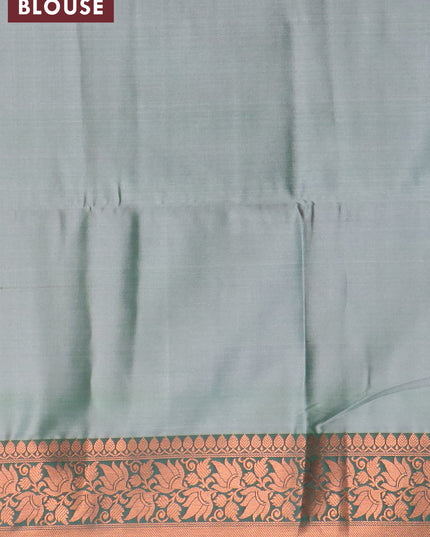 Banarasi semi tussar saree peach shade and green with allover ikat weaves and silver zari woven border
