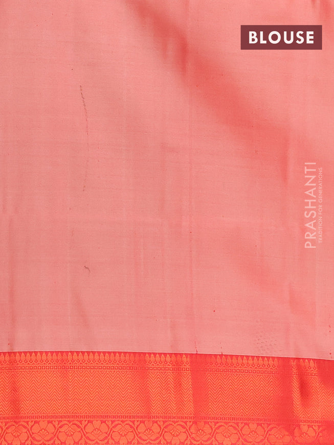 Banarasi semi tussar saree pastel grey and maroon with allover ikat weaves and copper zari woven border