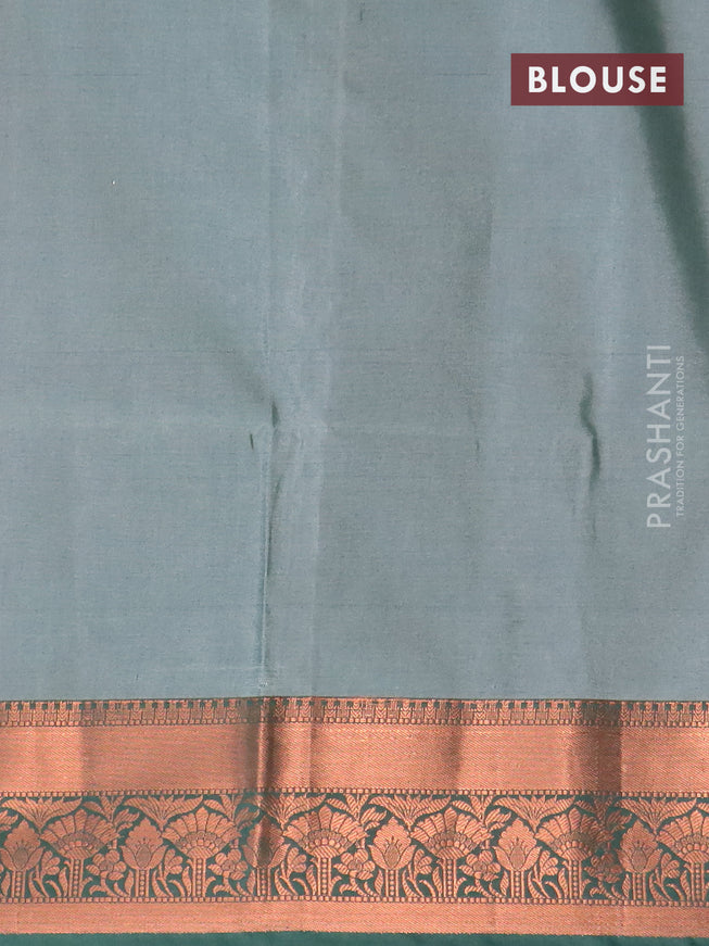 Banarasi semi tussar saree mild purple and green with allover ikat weaves and copper zari woven border