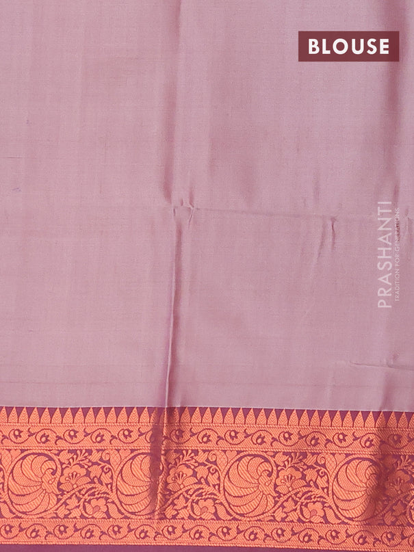 Banarasi semi tussar saree peach shade and deep wine shade with allover ikat weaves and copper zari woven border