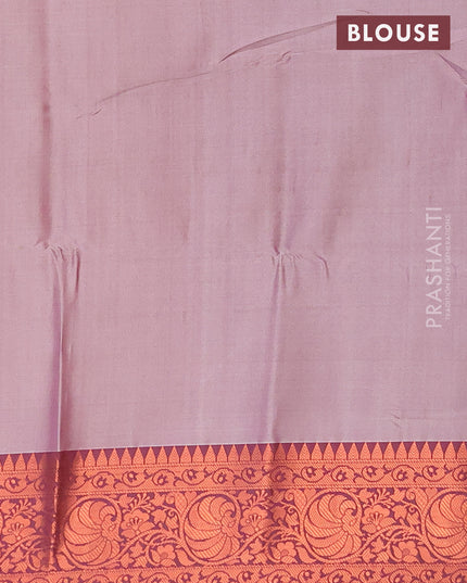 Banarasi semi tussar saree cream and deep wine shade with allover ikat weaves and copper zari woven border