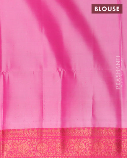 Banarasi semi tussar saree grey and magenta pink with allover ikat weaves and copper zari woven border