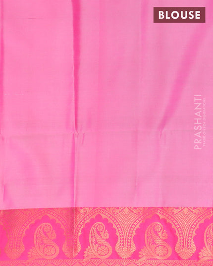 Banarasi semi tussar saree dual shade of grey and magenta pink with allover ikat weaves and copper zari woven border