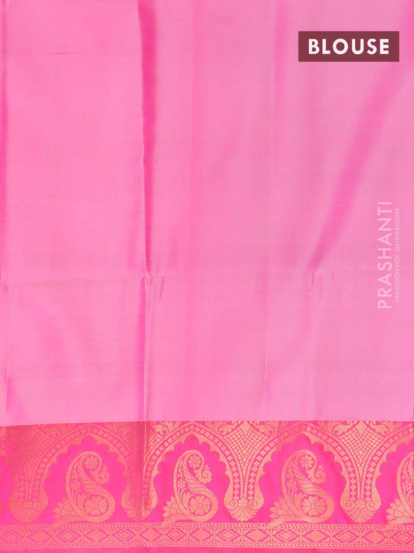 Banarasi semi tussar saree dual shade of grey and magenta pink with allover ikat weaves and copper zari woven border