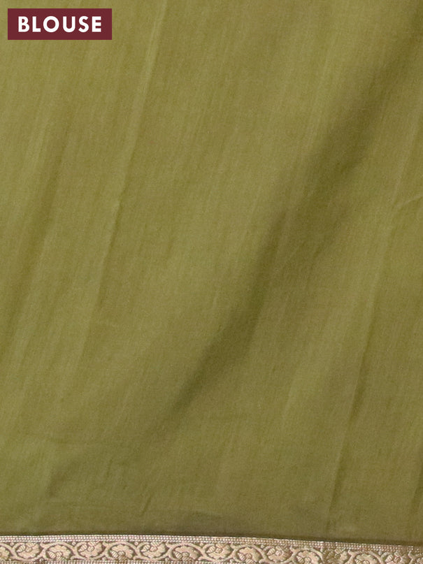 Banarasi cotton saree dark mustard and green shade with allover kalamkari prints and zari woven border