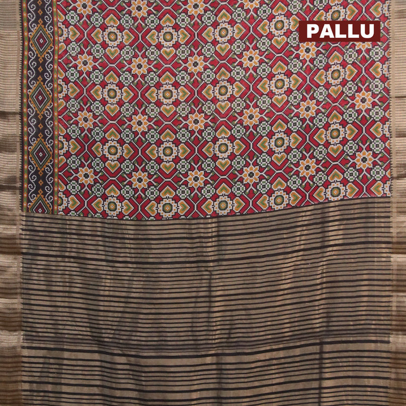 Banarasi cotton saree black with allover ikat prints and zari woven border