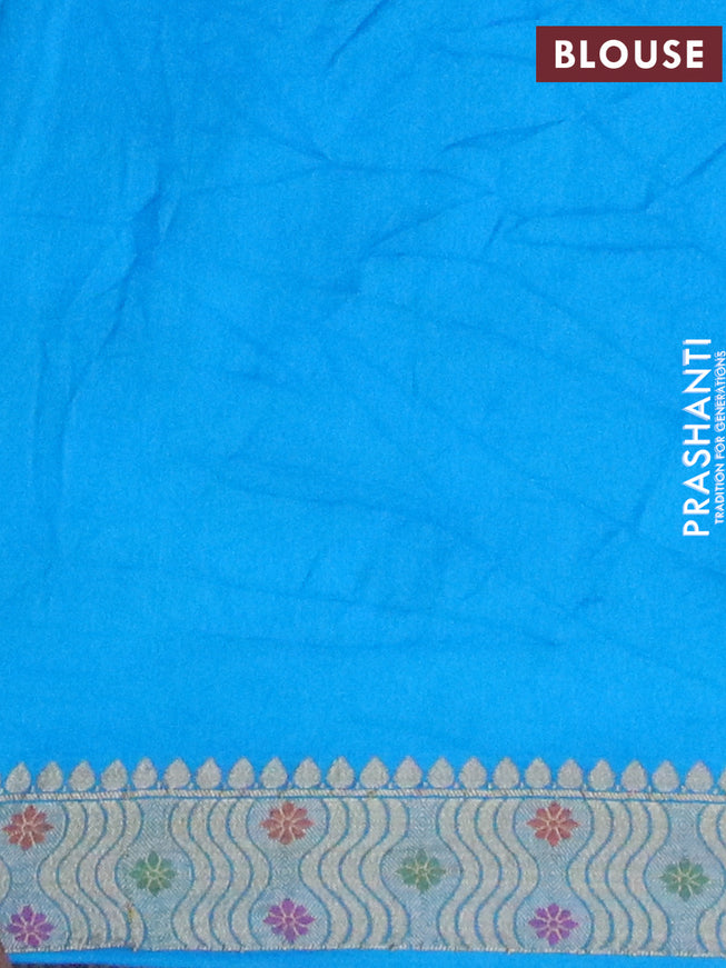 Bandhani saree deep purple and cs blue with allover bandhani prints and banarasi style border