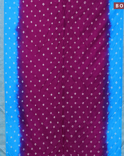 Bandhani saree purple and light blue with allover bandhani prints and banarasi style border