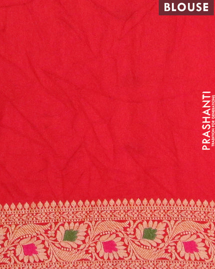 Bandhani saree mango yellow and red with allover bandhani prints and banarasi style border