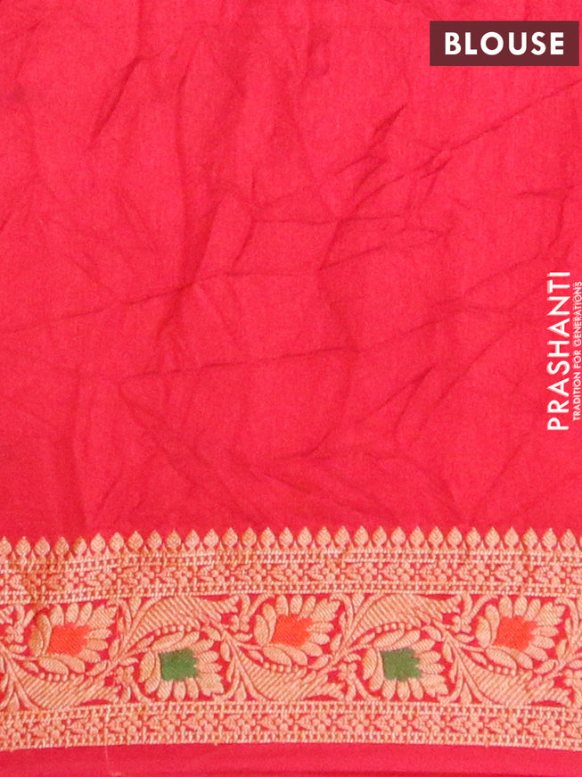 Bandhani saree green shade and red with allover bandhani prints and banarasi style border