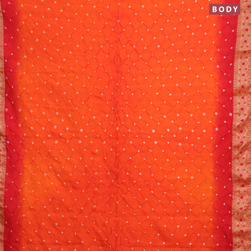 Bandhani saree orange and red with allover bandhani prints and banarasi style border