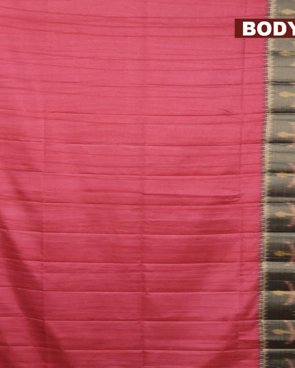 Semi matka saree pink and black with plain body and ikat style border