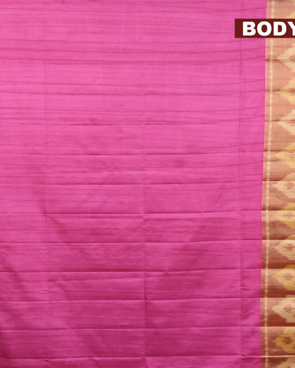 Semi matka saree magenta pink and rust shade with plain body and ikat style border